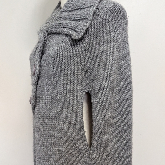 Stefanel Grey Wool Alpaca Blend Knit Sweater Cape Minimalist Luxury - Picture 7 of 14